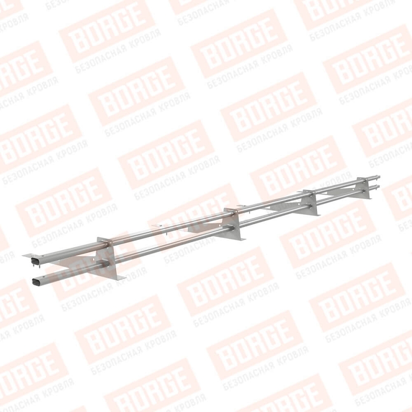 Снегозадержатель трубчатый BORGE 3м, 4 опоры, для гибкой черепицы, бело-алюминиевый (RAL 9006)