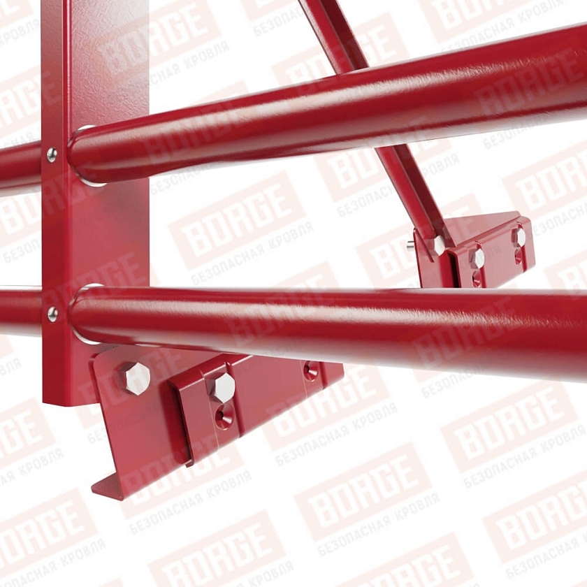 Ограждение декоративное NewLine H-60см, 3м, для фальц. кров., рубиново-красный (RAL 3003), с двумя доп. трубами