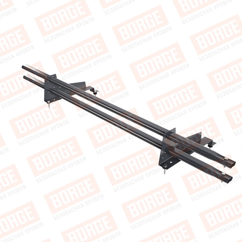 Снегозадержатель трубчатый Русский Рубеж 1,5м, 2 опоры, для МЧ с выс. ступ., серый графит (RAL 7024), 350мм