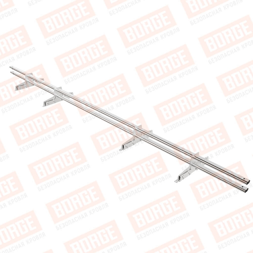 Снегозадержатель трубчатый Русский Рубеж 25х45мм, 3м, 4 опоры, для фальц. кровли, цинк