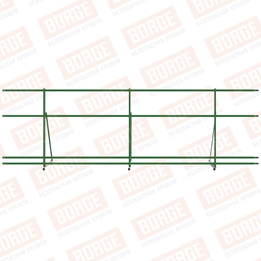 Ограждение декоративное NewLine H-90см, 3м, лиственно-зеленый (RAL 6002), с двумя доп. трубами