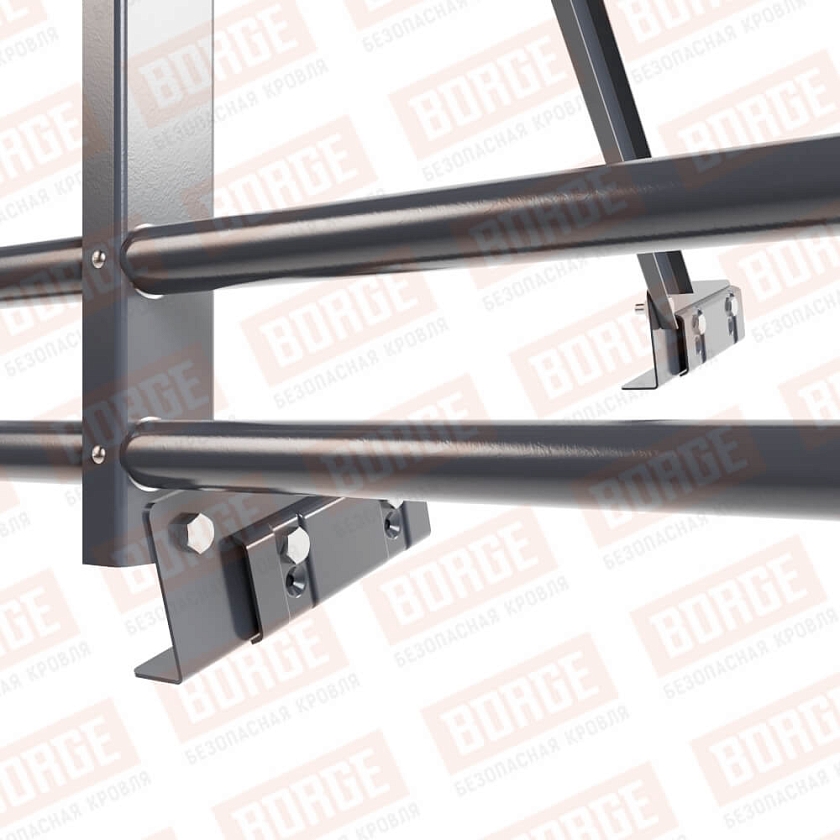 Ограждение кровельное Русский Рубеж H-120см, 3м, для фальцевой кровли, серый графит (RAL 7024), с двумя доп. трубами