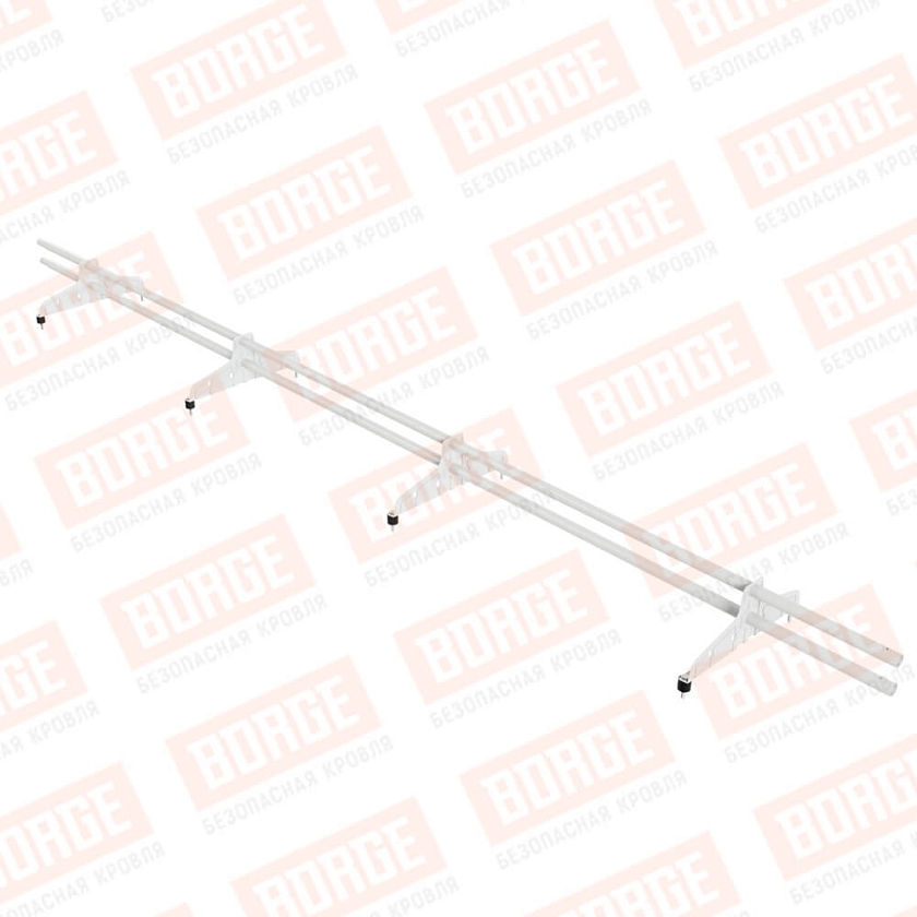 Снегозадержатель трубчатый Русский Рубеж D-25мм, 3м, 4 опоры, сигнально-белый (RAL 9003)