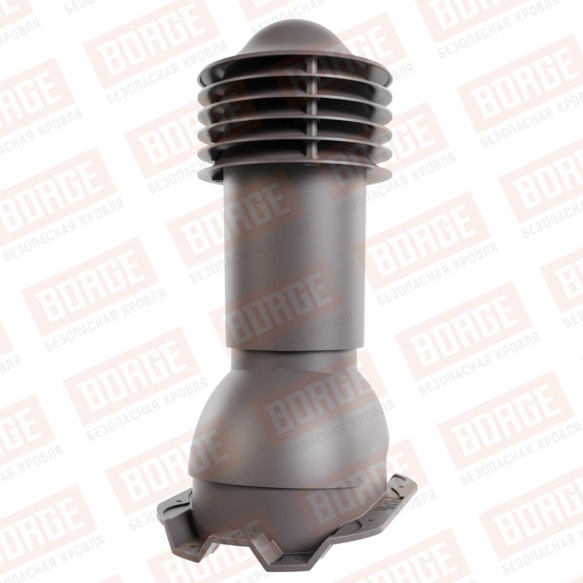 Труба вентиляционная Viotto, для профнастила С21, d-110мм, h-550мм, неутепленная, серо-коричневый (RAL 8019)