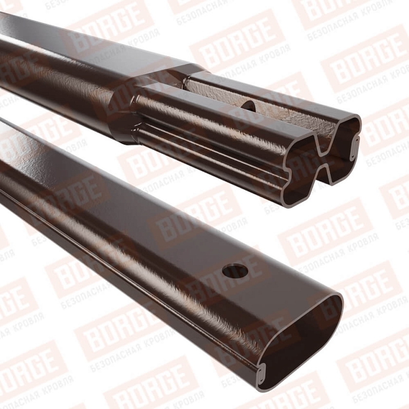 Труба снегозадержателя BORGE 45х25х1500, коричневый шоколад (RAL 8017)