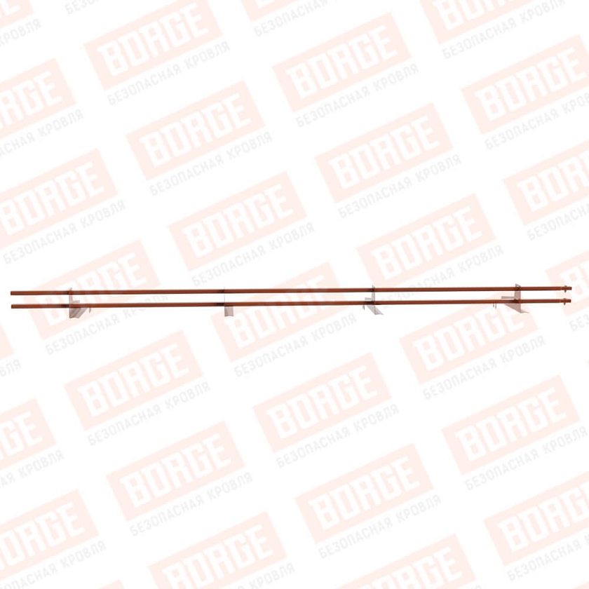 Снегозадержатель трубчатый BORGE 3м, 4 опоры, для черепичной кровли, терракотовый (RAL 8004)