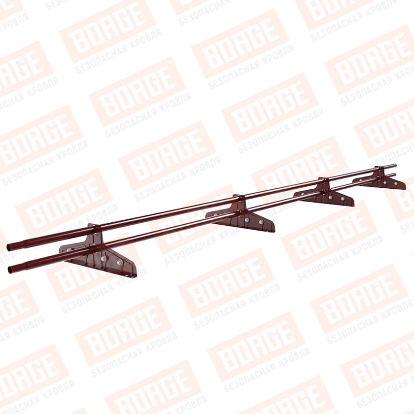 Снегозадержатель трубчатый Русский Рубеж D-25мм, 3м, 4 опоры, для фальц. кровли, красное вино (RAL 3005)