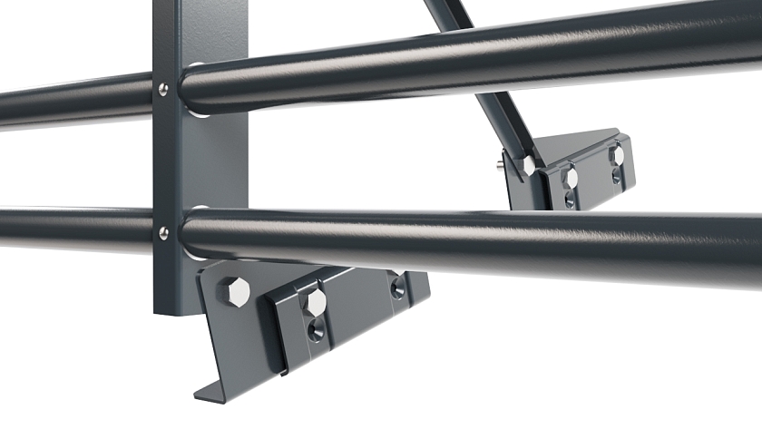 Ограждение кровельное NewLine H-60см, 3м, для фальц. кров., антрацитово-серый (RAL 7016), с двумя доп. трубами