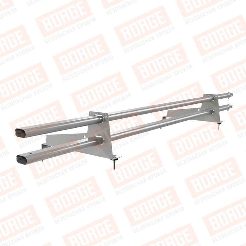 Снегозадержатель трубчатый BORGE 1,5м, 2 опоры, для МЧ с выс. ступ., бело-алюминиевый (RAL 9006), 350мм