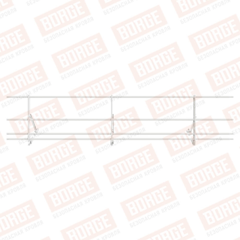 Ограждение кровельное Русский Рубеж H-60см, 3м, для фальцевой кровли, сигнально-белый (RAL 9003), с двумя доп. трубами