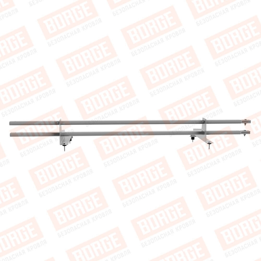 Снегозадержатель трубчатый BORGE 1,5м, 2 опоры, для МЧ с выс. ступ., сигнально-серый (RAL 7004), 400мм