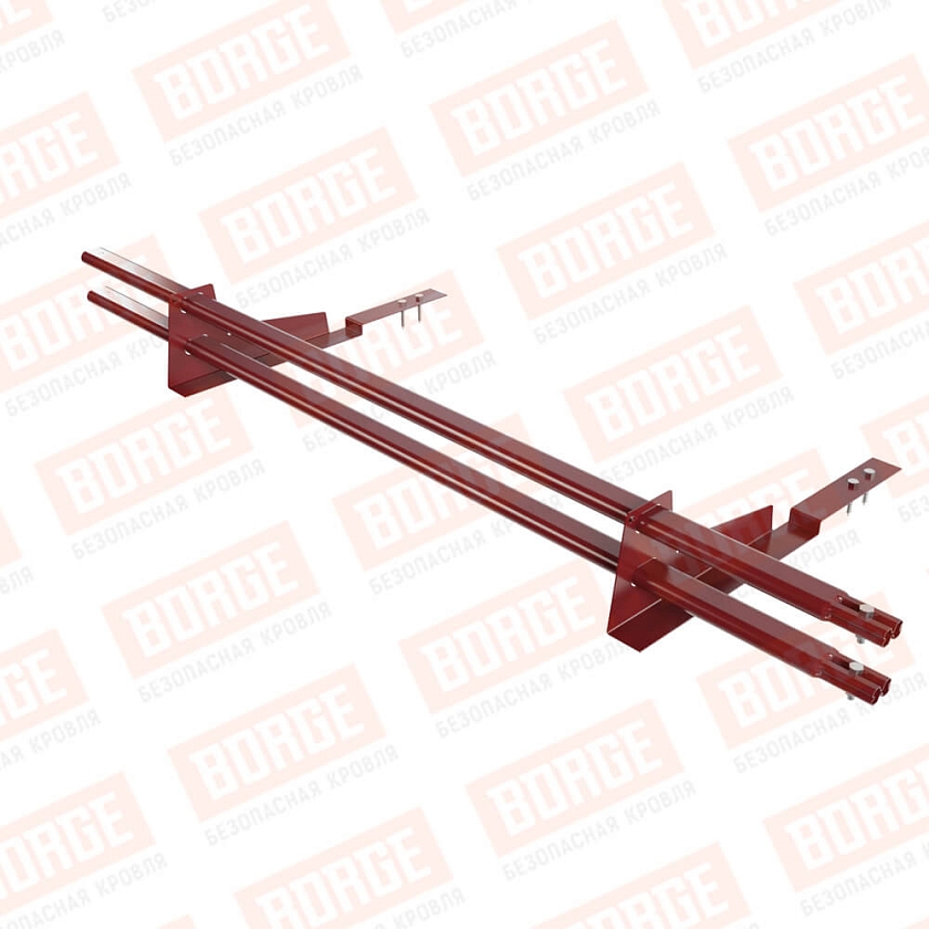 Снегозадержатель трубчатый BORGE 1,5м, 2 опоры, для композит. черепицы, коричнево-красный (RAL 3011)