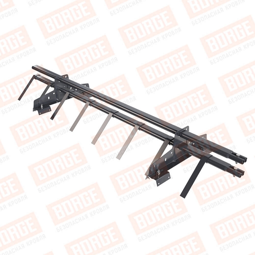 Снегозадержатель трубчатый BORGE 1,5м, 2 опоры, для профнастила Н-60, Н-75, серый графит (RAL 7024)