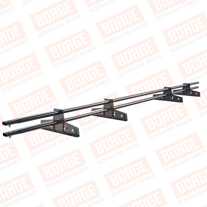 Снегозадержатель трубчатый Русский Рубеж 25х45мм, 3м, 4 опоры, для фальц. кровли, антрацитово-серый (RAL 7016)