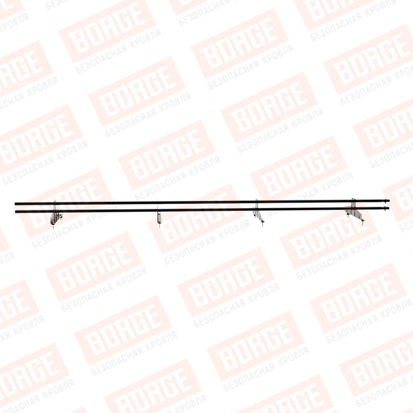 Снегозадержатель трубчатый BORGE 3м, 4 опоры, чёрный (RAL 9005 Matt)