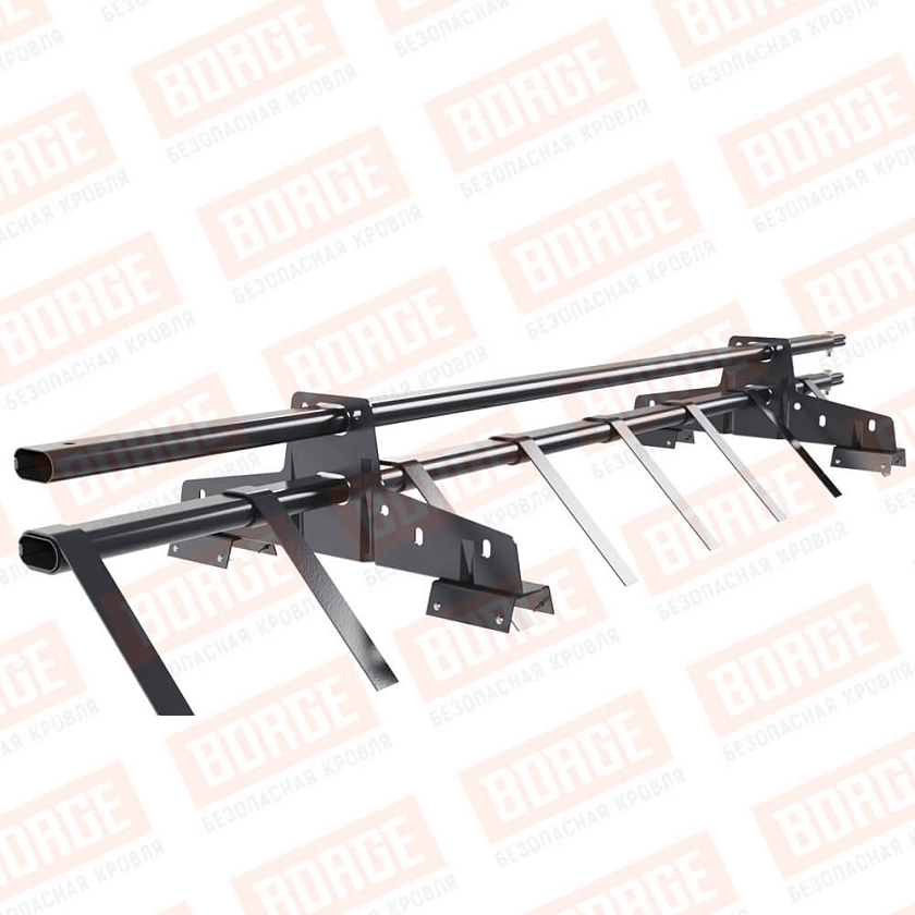 Снегозадержатель трубчатый BORGE 1,5м, 2 опоры, для профнастила Н-60, Н-75, серый графит (RAL 7024 matt)