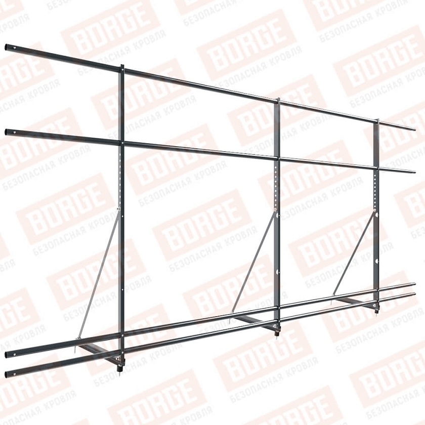 Ограждение декоративное NewLine H-120см, 3м, антрацитово-серый (RAL 7016), с двумя доп. трубами