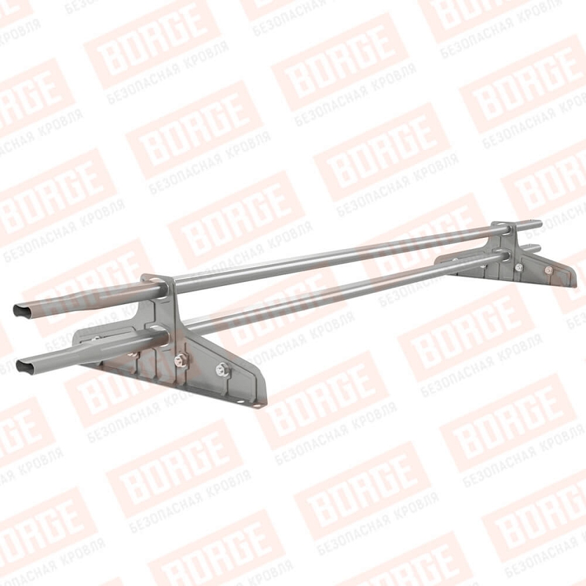 Снегозадержатель трубчатый Русский Рубеж 20х40мм, 1,5м, 2 опоры, для фальц. кровли, бело-алюминиевый (RAL 9006)