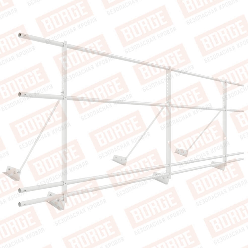 Ограждение декоративное NewLine H-90см, 3м, для фальц. кров., сигнально-белый (RAL 9003), с двумя доп. трубами