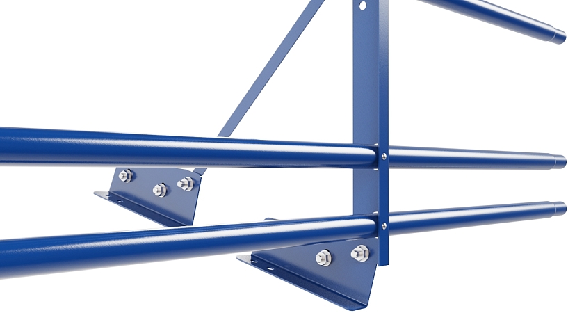 Ограждение кровельное NewLine H-60см, 3м, для фальц. кров., сигнально-синий (RAL 5005), с двумя доп. трубами