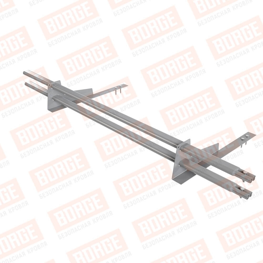 Снегозадержатель трубчатый BORGE 1,5м, 2 опоры, для гибкой черепицы,  сигнально-серый (RAL 7004)