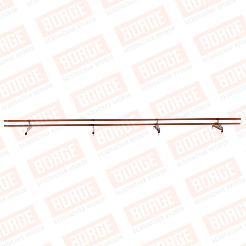 Снегозадержатель трубчатый Русский Рубеж D-25мм, 3м, 4 опоры, терракотовый (RAL 8004)