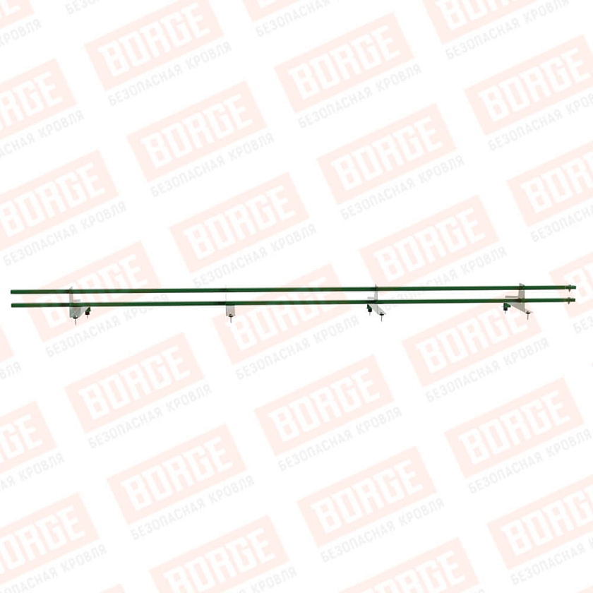 Снегозадержатель трубчатый BORGE 3м, 4 опоры, для МЧ с выс. ступен., лиственно-зеленый (RAL 6002), 350мм
