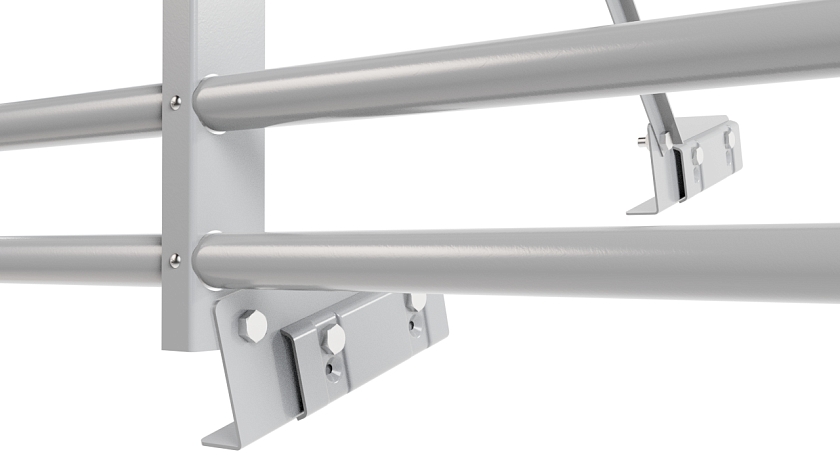 Ограждение кровельное NewLine H-120см, 3м, для фальц. кров., сигнально-серый (RAL 7004), с двумя доп. трубами