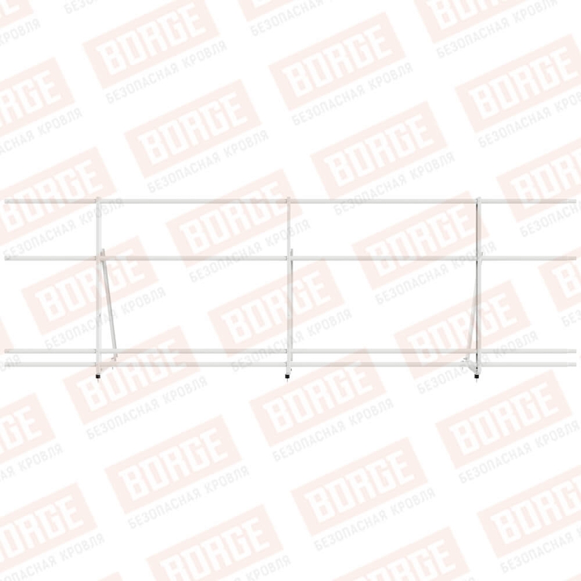 Ограждение кровельное Русский Рубеж H-90см, 3м, сигнально-белый (RAL 9003), с двумя доп. трубами