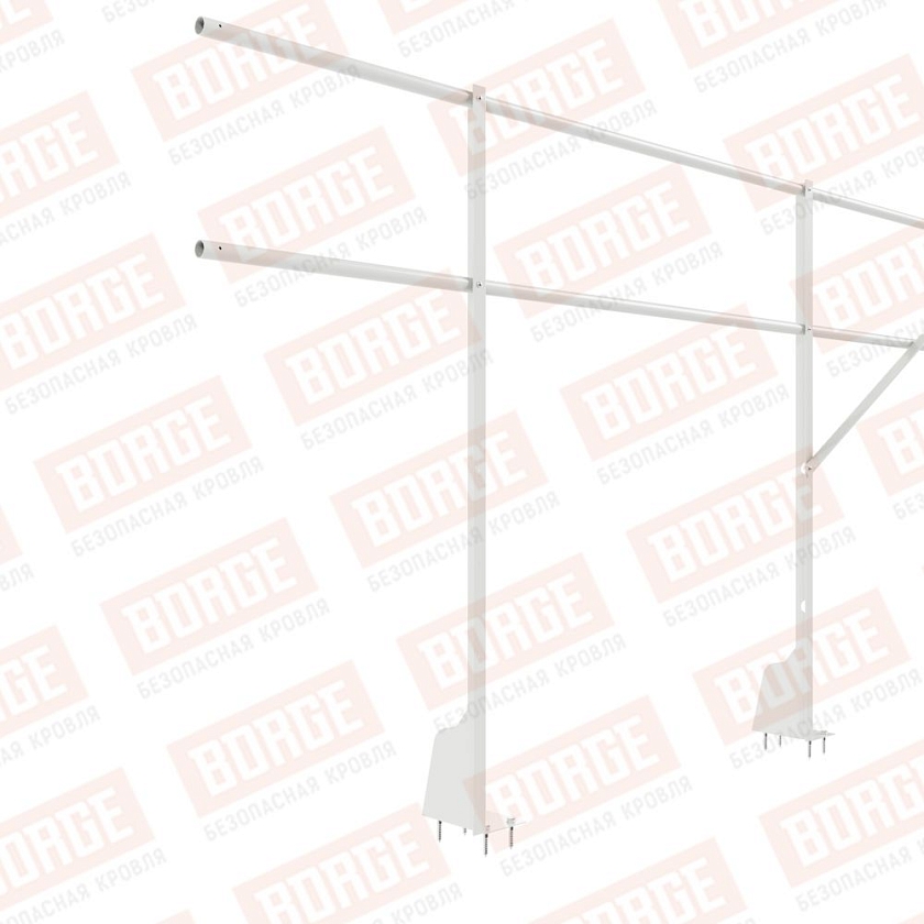 Ограждение плоских кровель Русский Рубеж Н-120, 3м, верхнее крепление, сигнально-белый (RAL 9003)