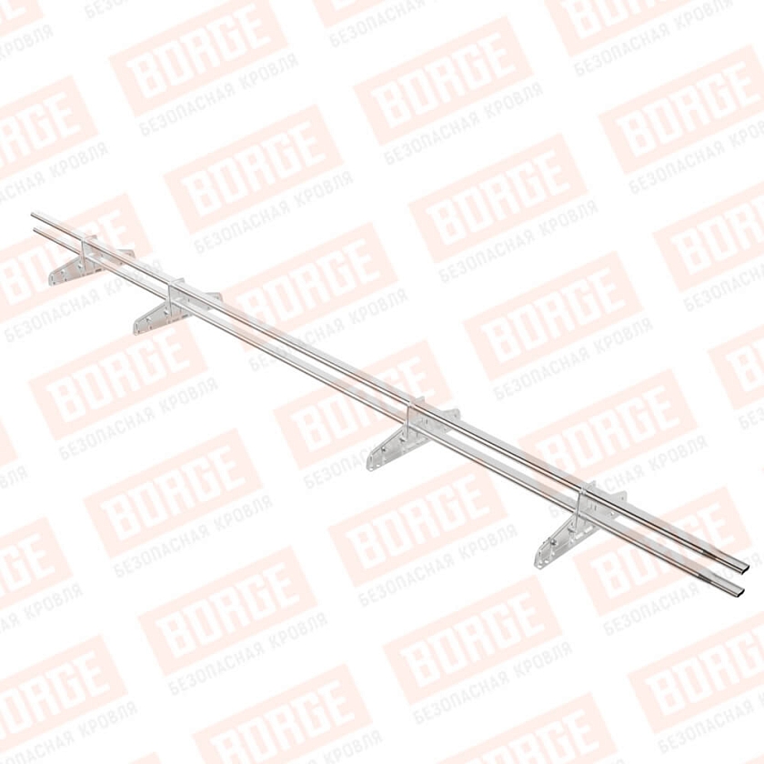 Снегозадержатель трубчатый Русский Рубеж 20х40мм, 3м, 4 опоры, для фальц. кровли, цинк