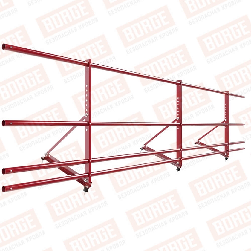 Ограждение декоративное NewLine H-60см, 3м, рубиново-красный (RAL 3003), с двумя доп. трубами