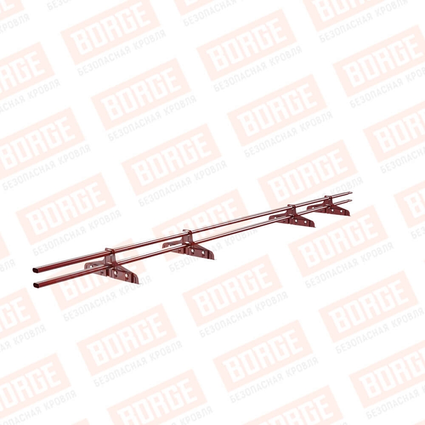 Снегозадержатель трубчатый Русский Рубеж 20х40мм, 3м, 4 опоры, для фальц. кровли, коричнево-красный (RAL 3011)