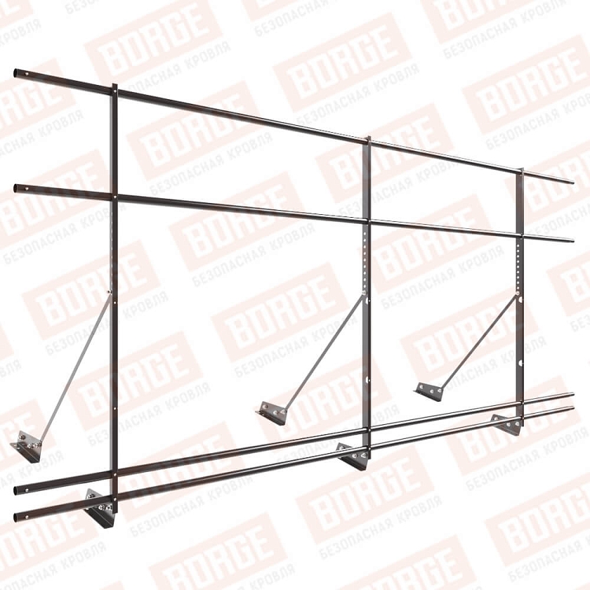 Ограждение декоративное NewLine H-120см, 3м, для фальц. кров., серо-коричневый (RR 32), с двумя доп. трубами