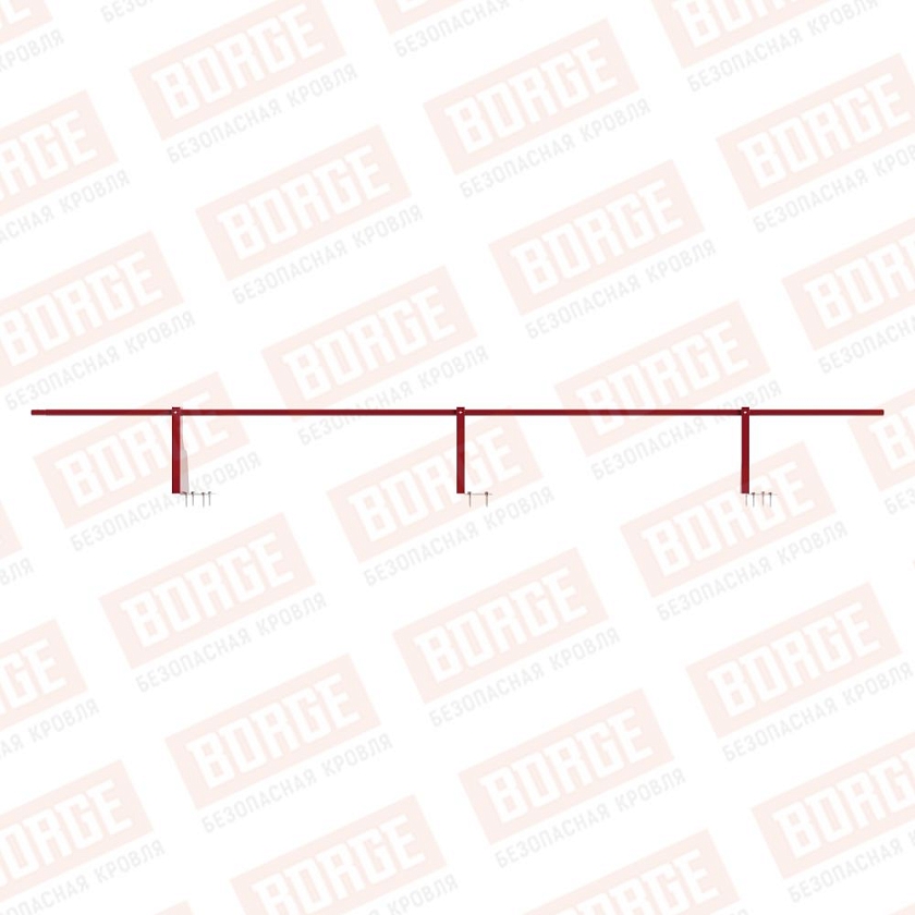 Ограждение плоских кровель NewLine Н-30, 3м, верхнее крепление, рубиново-красный (RAL 3003)