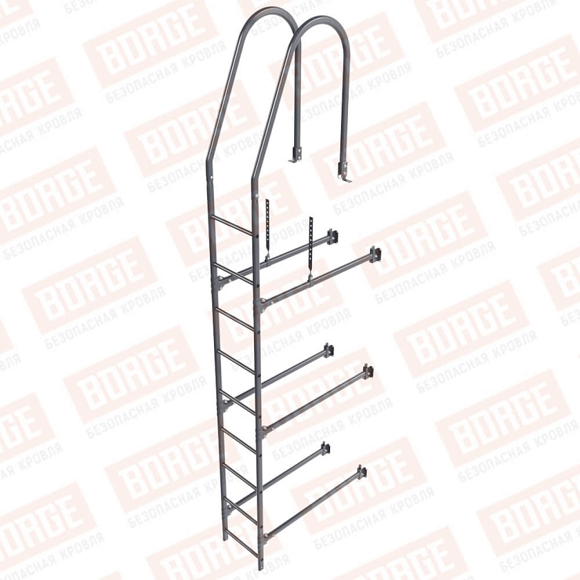 Комплект лестница фасадная BORGE (верхняя секция), 2,7м, серый графит (RAL 7024 matt)