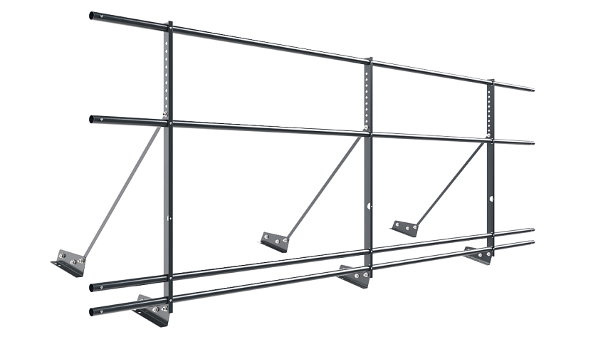 Ограждение кровельное NewLine H-90см, 3м, для фальц. кров., антрацитово-серый (RAL 7016), с двумя доп. трубами