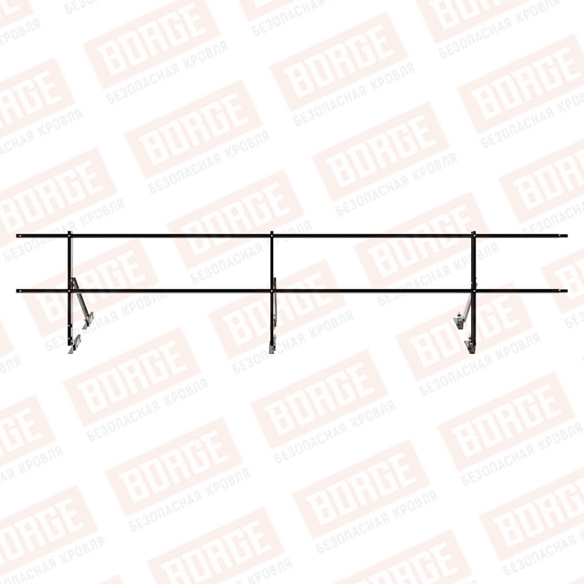 Ограждение кровельное Русский Рубеж H-60см, 3м, для фальцевой кровли, чёрный (RAL 9005)