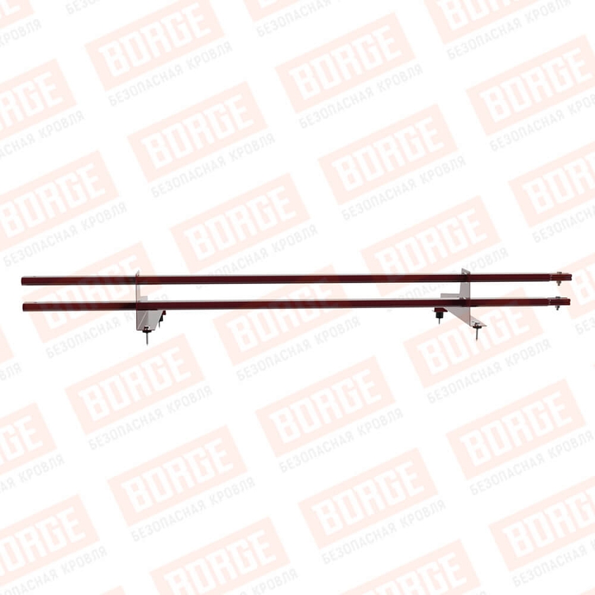 Снегозадержатель трубчатый BORGE 1,5м, 2 опоры, для МЧ с выс. ступ., красное вино (RAL 3005), 400мм