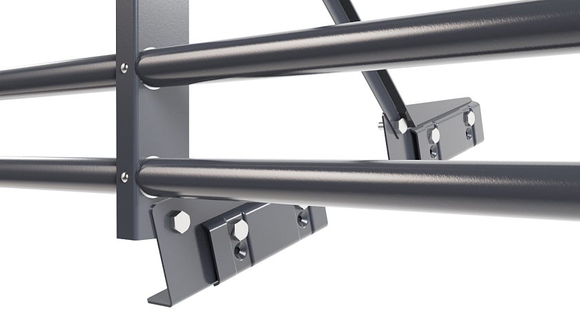 Ограждение кровельное NewLine H-60см, 3м, для фальц. кров., серый графит (RAL 7024), с двумя доп. трубами