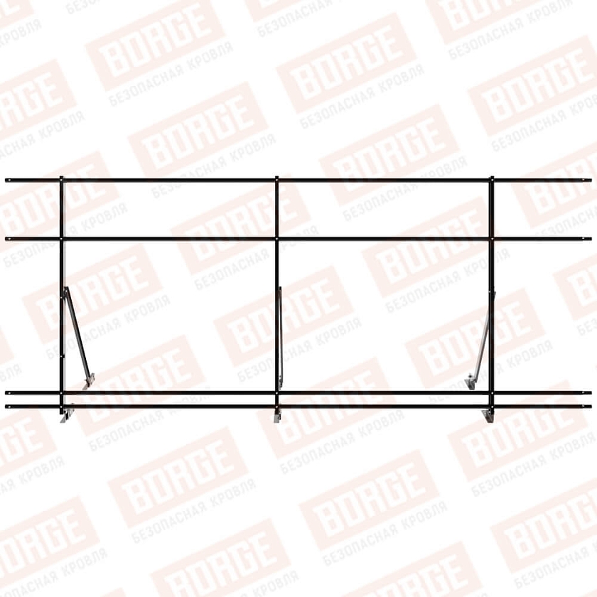 Ограждение кровельное Русский Рубеж H-120см, 3м, для фальцевой кровли, чёрный (RAL 9005), с двумя доп. трубами