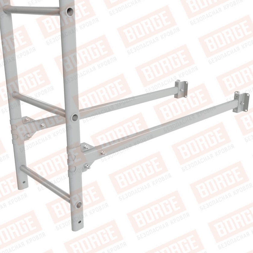 Комплект лестница фасадная BORGE (нижняя секция), 2,7м, бело-алюминиевый (RAL 9006)
