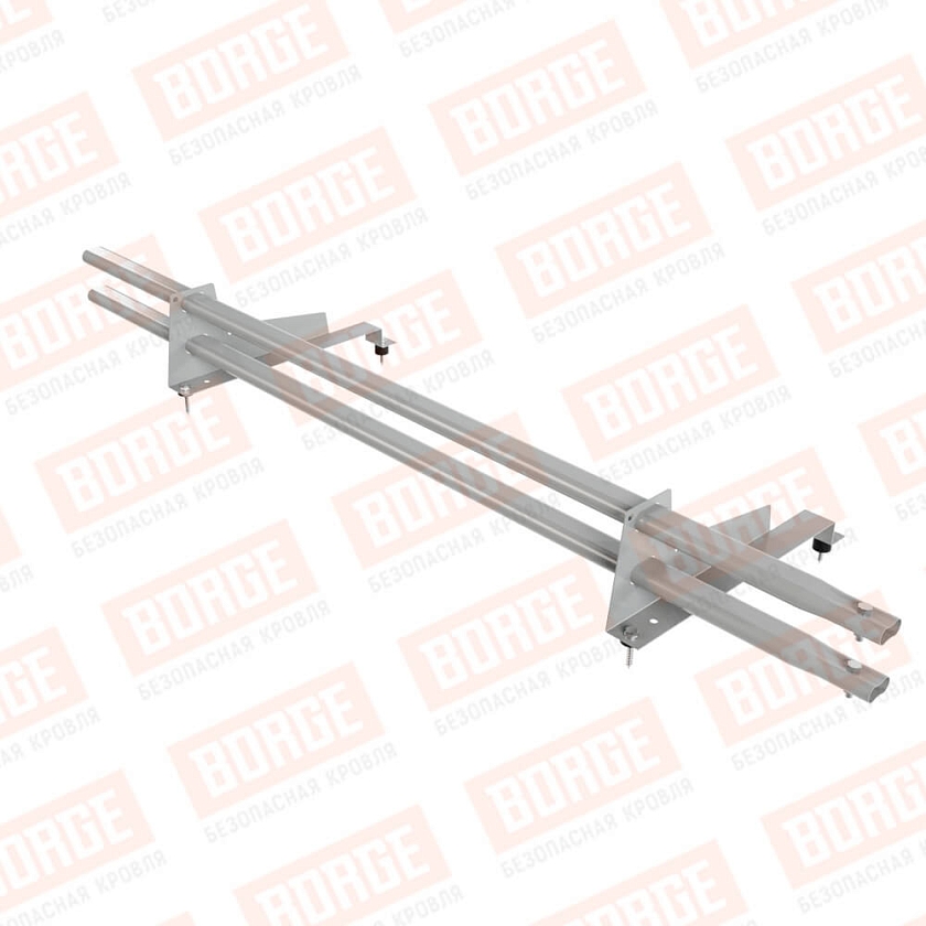 Снегозадержатель трубчатый Русский Рубеж 1,5м, 2 опоры, для МЧ с выс. ступ., бело-алюминиевый (RAL 9006), 400мм