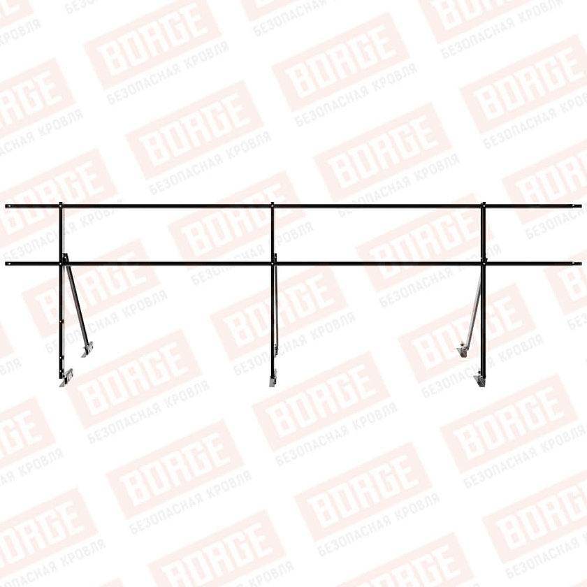 Ограждение кровельное Русский Рубеж H-90см, 3м, для фальцевой кровли, чёрный (RAL 9005)
