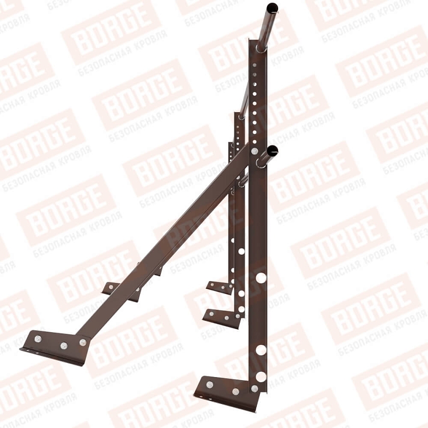 Ограждение кровельное Русский Рубеж H-90см, 3м, для фальцевой кровли, коричневый шоколад (RAL 8017)