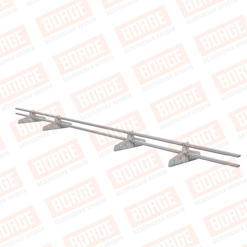 Снегозадержатель трубчатый Русский Рубеж 20х40мм, 3м, 4 опоры, для фальц. кровли, сигнально-серый (RAL 7004)