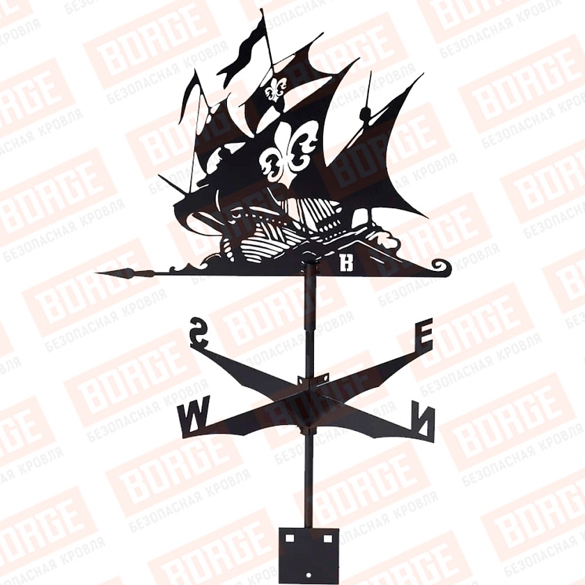 Флюгер BORGE Корабль, 460х410мм, чёрный (RAL 9005 matt)
