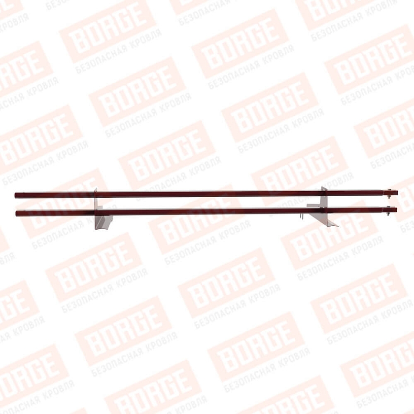 Снегозадержатель трубчатый BORGE 1,5м, 2 опоры, для черепичной кровли, красное вино (RAL 3005)