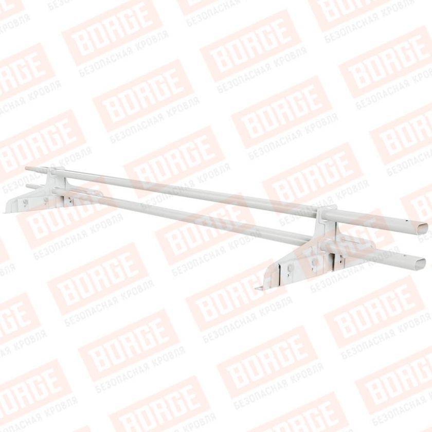 Снегозадержатель трубчатый Русский Рубеж 20х40мм, 1,5м, 2 опоры, для фальц. кровли, сигнально-белый (RAL 9003)