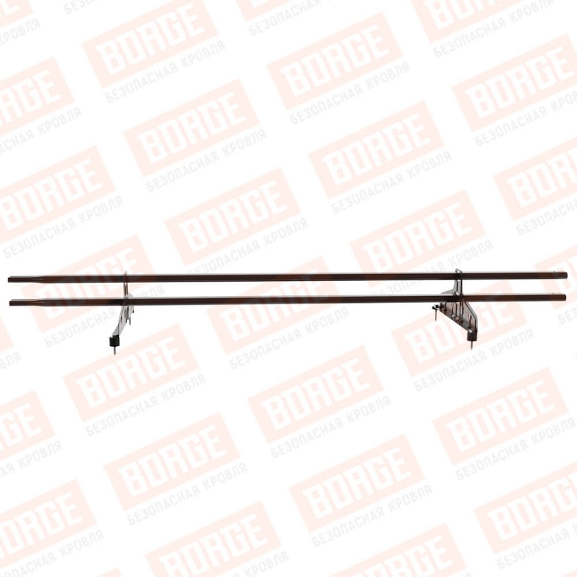 Снегозадержатель трубчатый Русский Рубеж 20х40мм, 1,5м, 2 опоры, коричневый шоколад (RAL 8017)